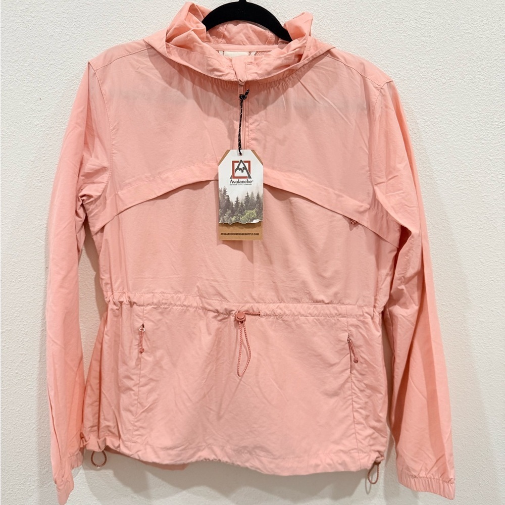 Avalanche Pink Lightweight Hooded Windbreaker Jacket • Zip Pockets • Size S